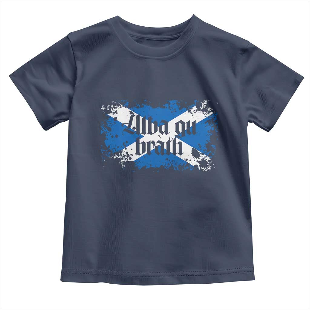 Alba Gu Brath Toddler T Shirt Vintage Scottish Scotland Flag Saltire TS11 Navy Print Your Wear