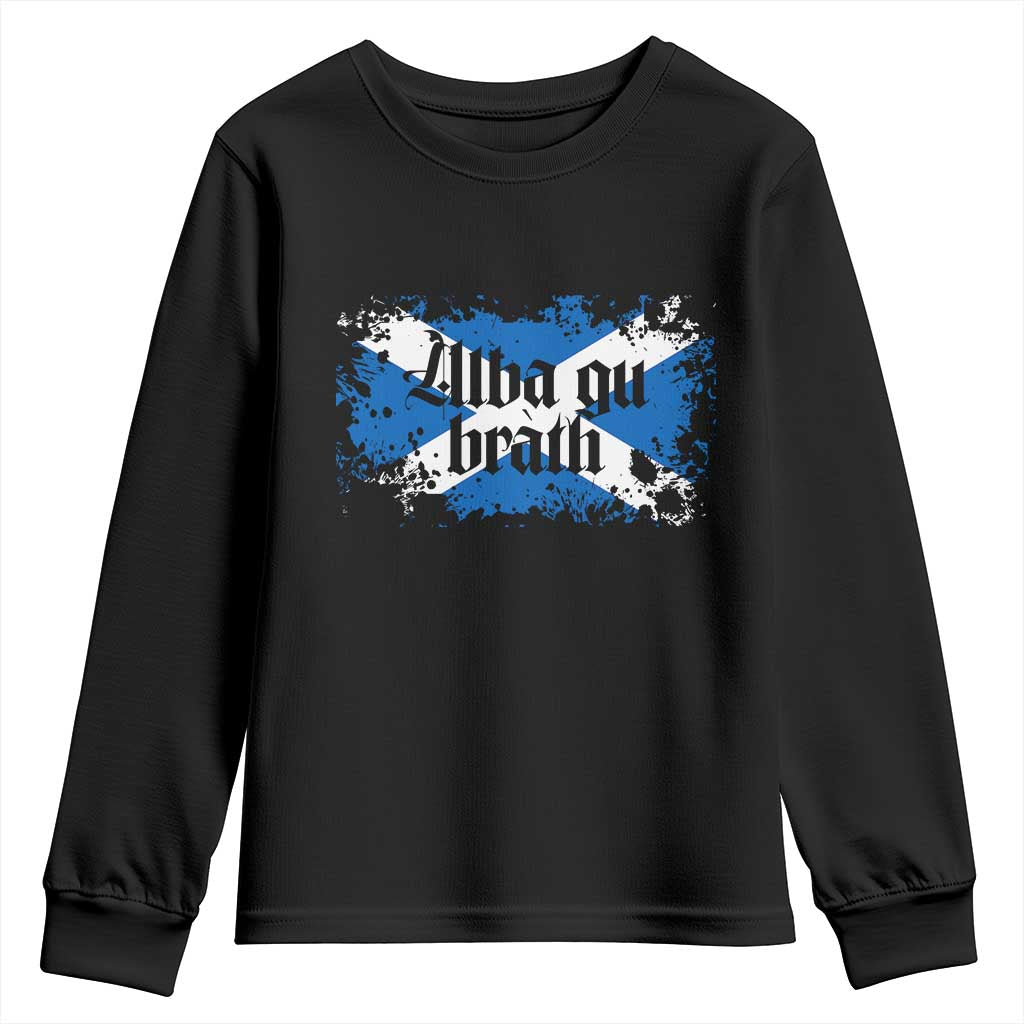 Alba Gu Brath Youth Sweatshirt Vintage Scottish Scotland Flag Saltire TS11 Black Print Your Wear