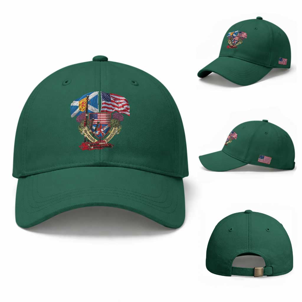Scottish American Heritage Month Baseball Cap Bagpipe Vintage Scottish American Flag Thistle TS11 Baseball Cap Universal Fit Irish Green Print Your Wear