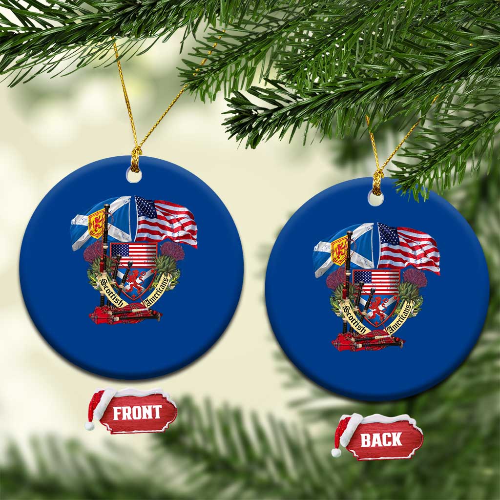 Scottish American Heritage Month Ceramic Ornament Bagpipe Vintage Scottish American Flag Thistle TS11 1pc Blue Print Your Wear