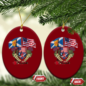 Scottish American Heritage Month Ceramic Ornament Bagpipe Vintage Scottish American Flag Thistle TS11 Print Your Wear