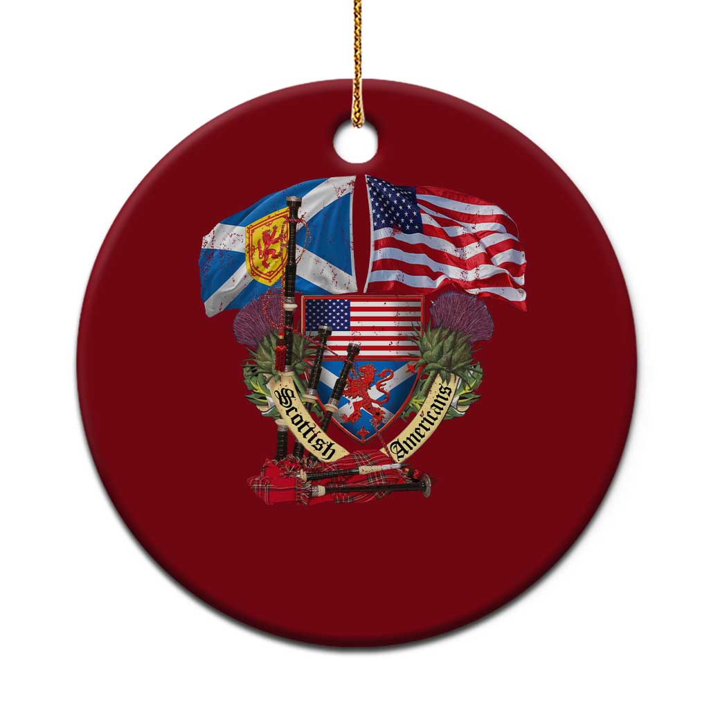 Scottish American Heritage Month Ceramic Ornament Bagpipe Vintage Scottish American Flag Thistle TS11 1pc Red Print Your Wear