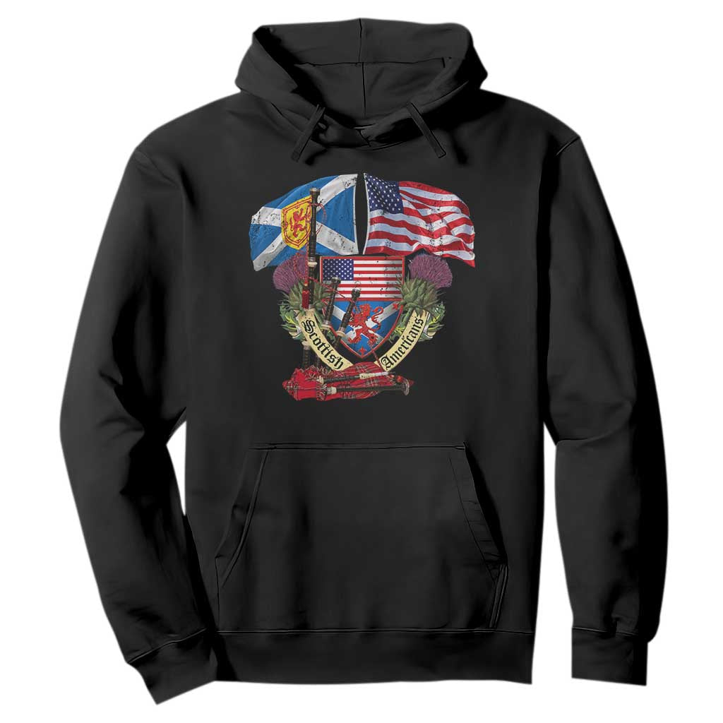 Scottish American Heritage Month Hoodie Bagpipe Vintage Scottish American Flag Thistle TS11 Black Print Your Wear
