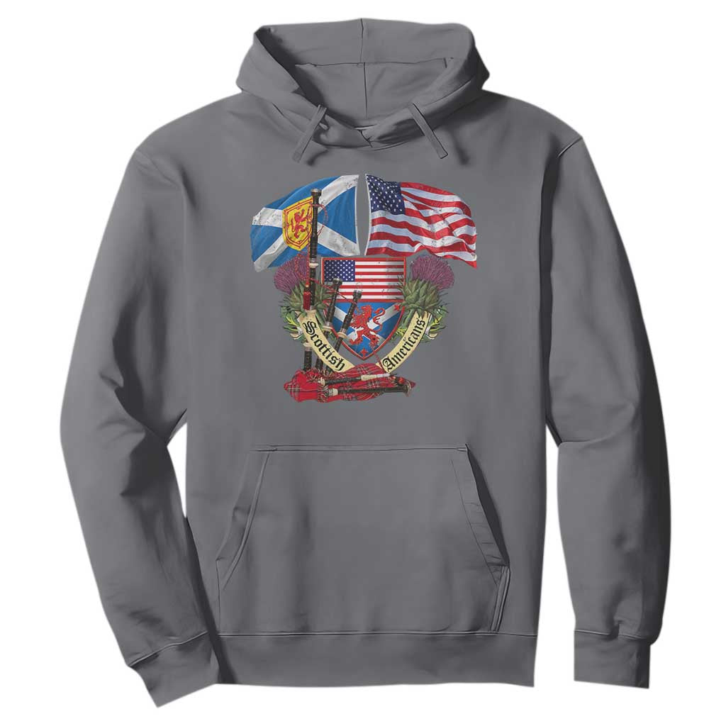 Scottish American Heritage Month Hoodie Bagpipe Vintage Scottish American Flag Thistle TS11 Charcoal Print Your Wear