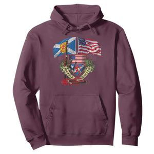 Scottish American Heritage Month Hoodie Bagpipe Vintage Scottish American Flag Thistle TS11 Maroon Print Your Wear