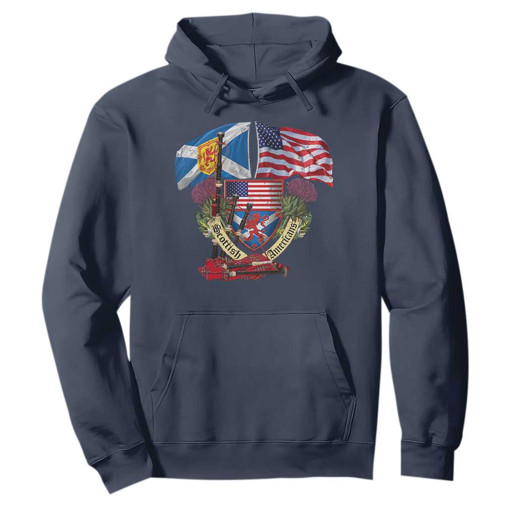 Scottish American Heritage Month Hoodie Bagpipe Vintage Scottish American Flag Thistle TS11 Navy Print Your Wear