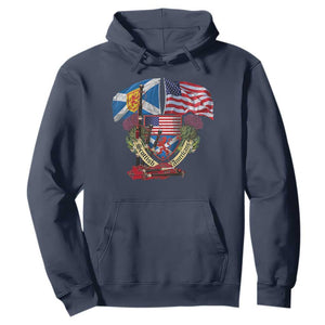 Scottish American Heritage Month Hoodie Bagpipe Vintage Scottish American Flag Thistle TS11 Navy Print Your Wear