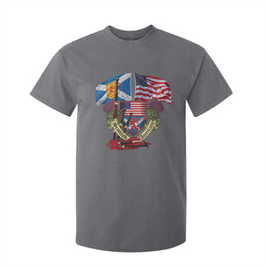 Scottish American Heritage Month T Shirt For Kid Bagpipe Vintage Scottish American Flag Thistle TS11 Charcoal Print Your Wear