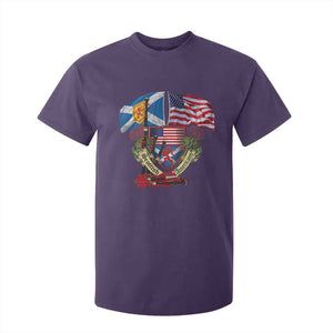 Scottish American Heritage Month T Shirt For Kid Bagpipe Vintage Scottish American Flag Thistle TS11 Purple Print Your Wear