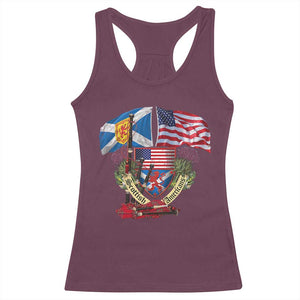 Scottish American Heritage Month Racerback Tank Top Bagpipe Vintage Scottish American Flag Thistle TS11 Maroon Print Your Wear