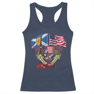 Scottish American Heritage Month Racerback Tank Top Bagpipe Vintage Scottish American Flag Thistle TS11 Navy Print Your Wear