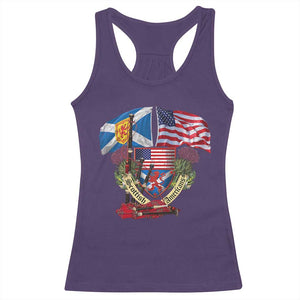 Scottish American Heritage Month Racerback Tank Top Bagpipe Vintage Scottish American Flag Thistle TS11 Purple Print Your Wear
