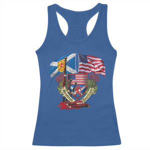 Scottish American Heritage Month Racerback Tank Top Bagpipe Vintage Scottish American Flag Thistle TS11 Royal Blue Print Your Wear