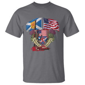 Scottish American Heritage Month T Shirt Bagpipe Vintage Scottish American Flag Thistle TS11 Charcoal Print Your Wear