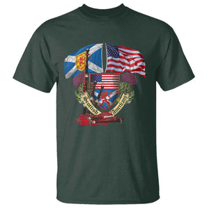 Scottish American Heritage Month T Shirt Bagpipe Vintage Scottish American Flag Thistle TS11 Dark Forest Green Print Your Wear
