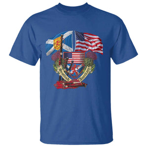 Scottish American Heritage Month T Shirt Bagpipe Vintage Scottish American Flag Thistle TS11 Royal Blue Print Your Wear