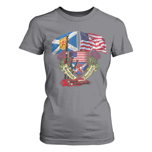 Scottish American Heritage Month T Shirt For Women Bagpipe Vintage Scottish American Flag Thistle TS11 Charcoal Print Your Wear