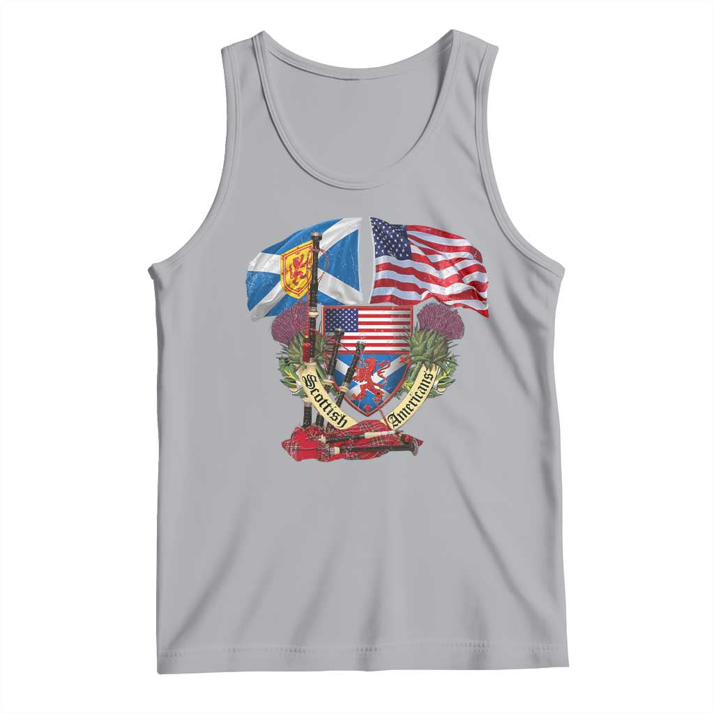Scottish American Heritage Month Tank Top Bagpipe Vintage Scottish American Flag Thistle TS11 Athletic Heather Print Your Wear