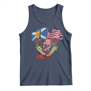 Scottish American Heritage Month Tank Top Bagpipe Vintage Scottish American Flag Thistle TS11 Navy Print Your Wear