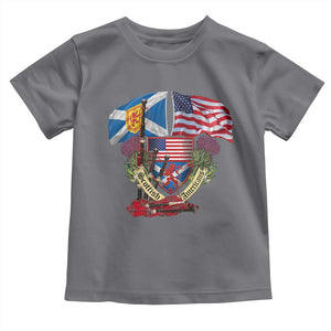 Scottish American Heritage Month Toddler T Shirt Bagpipe Vintage Scottish American Flag Thistle TS11 Charcoal Print Your Wear