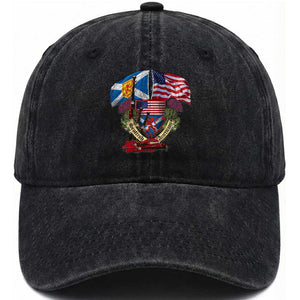 Scottish American Heritage Month Washed Cotton Baseball Cap Bagpipe Vintage Scottish American Flag Thistle TS11 Print Your Wear
