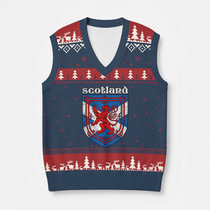 Scottish Pride V-Neck Knit Sweater Vest Scottish Rampant Lion Flag Scotland Coat of Arms TS11 Navy Red Print Your Wear