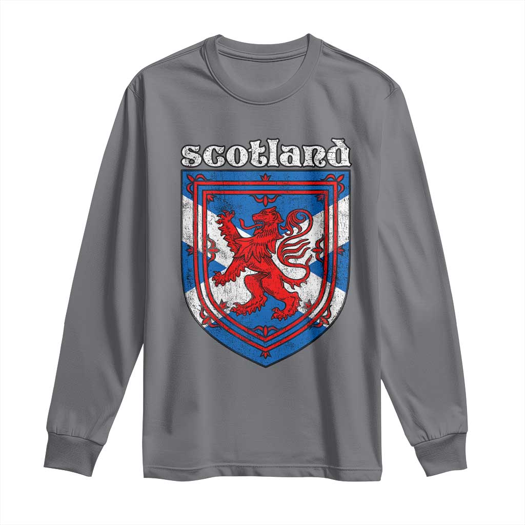 Scottish Pride Long Sleeve Shirt Scottish Rampant Lion Flag Scotland Coat of Arms TS11 Charcoal Print Your Wear