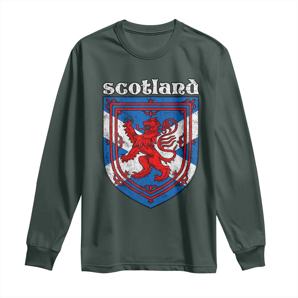 Scottish Pride Long Sleeve Shirt Scottish Rampant Lion Flag Scotland Coat of Arms TS11 Dark Forest Green Print Your Wear