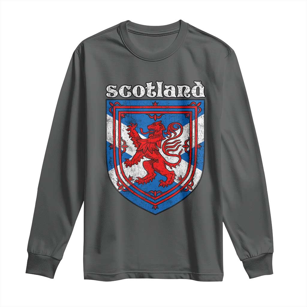 Scottish Pride Long Sleeve Shirt Scottish Rampant Lion Flag Scotland Coat of Arms TS11 Dark Heather Print Your Wear