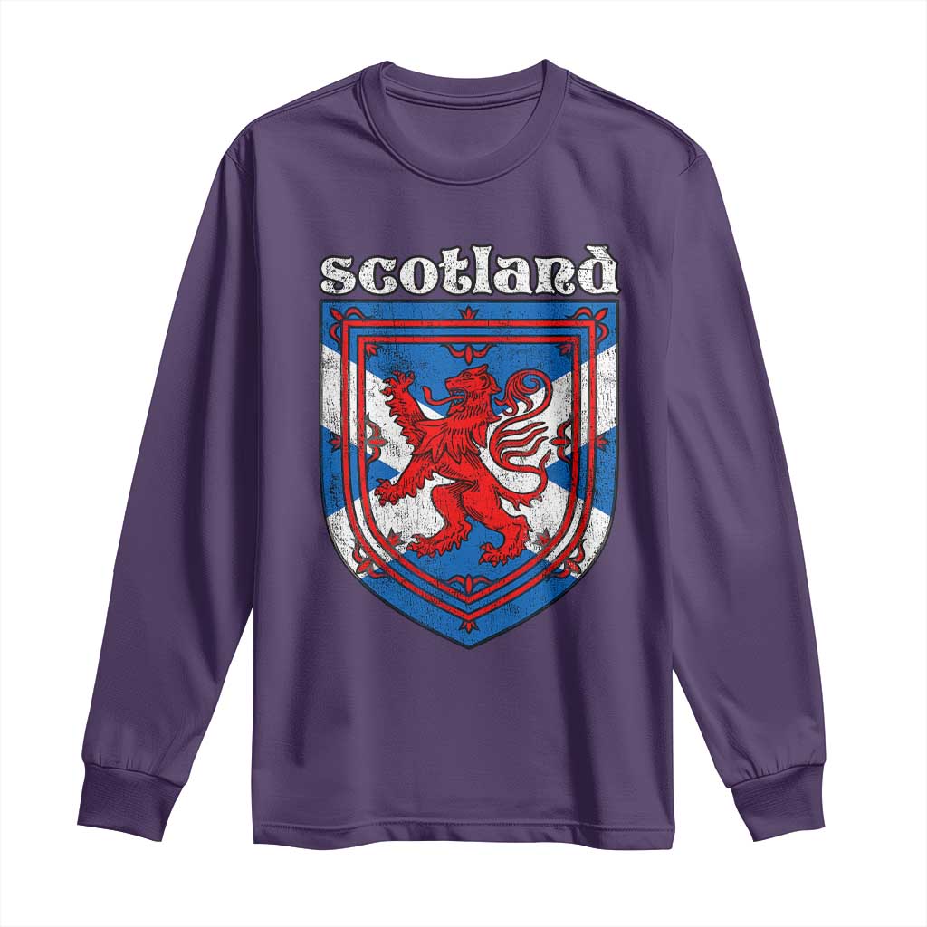 Scottish Pride Long Sleeve Shirt Scottish Rampant Lion Flag Scotland Coat of Arms TS11 Purple Print Your Wear