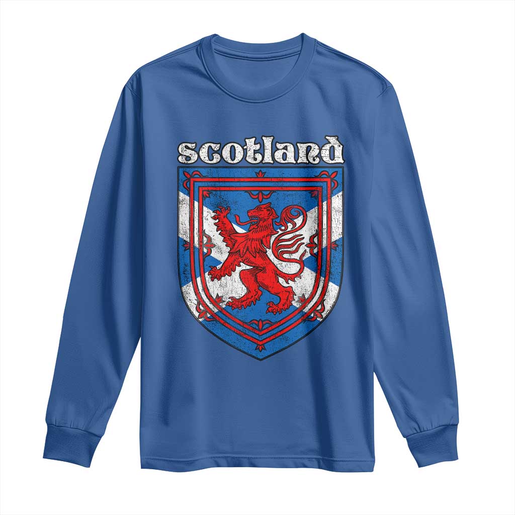 Scottish Pride Long Sleeve Shirt Scottish Rampant Lion Flag Scotland Coat of Arms TS11 Royal Blue Print Your Wear