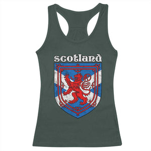 Scottish Pride Racerback Tank Top Scottish Rampant Lion Flag Scotland Coat of Arms TS11 Dark Forest Green Print Your Wear