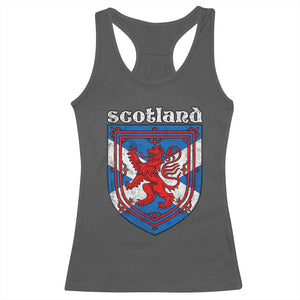 Scottish Pride Racerback Tank Top Scottish Rampant Lion Flag Scotland Coat of Arms TS11 Dark Heather Print Your Wear