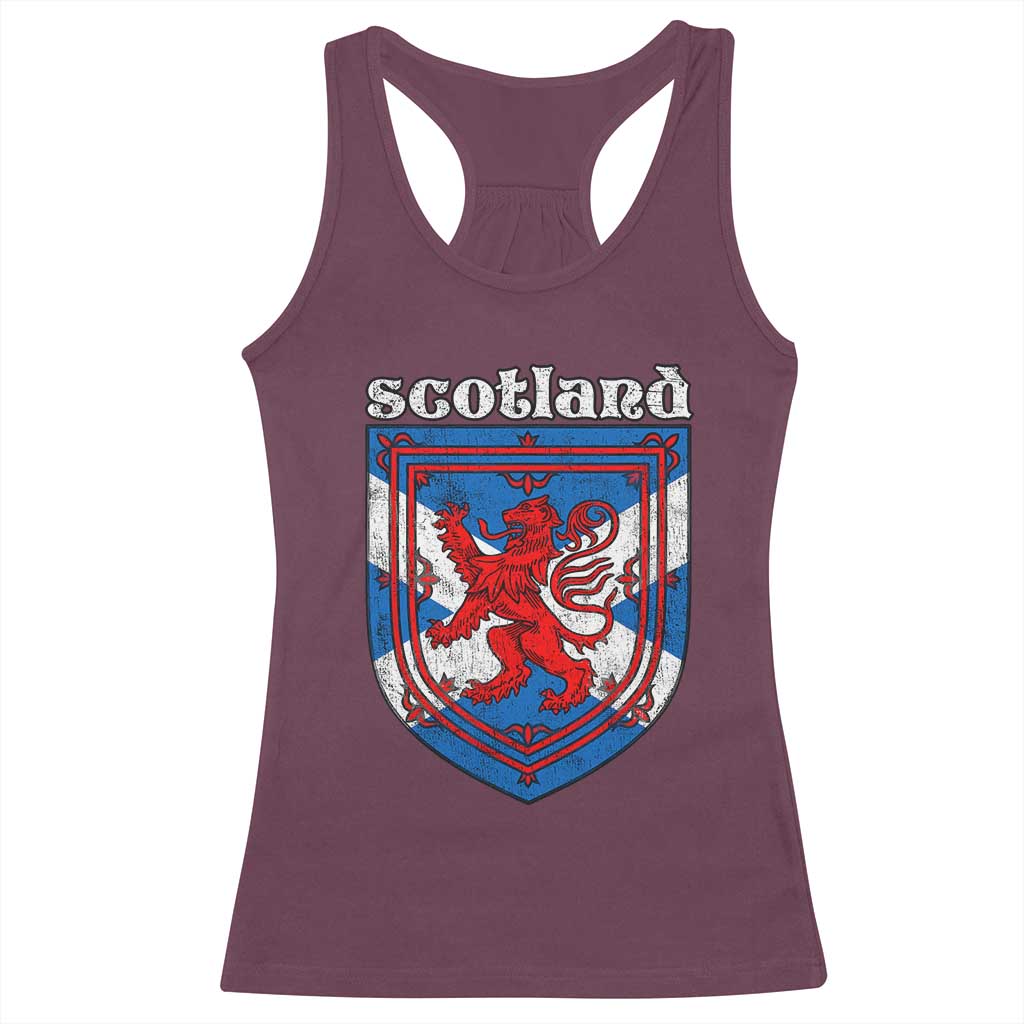 Scottish Pride Racerback Tank Top Scottish Rampant Lion Flag Scotland Coat of Arms TS11 Maroon Print Your Wear