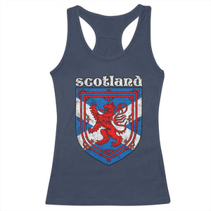 Scottish Pride Racerback Tank Top Scottish Rampant Lion Flag Scotland Coat of Arms TS11 Navy Print Your Wear