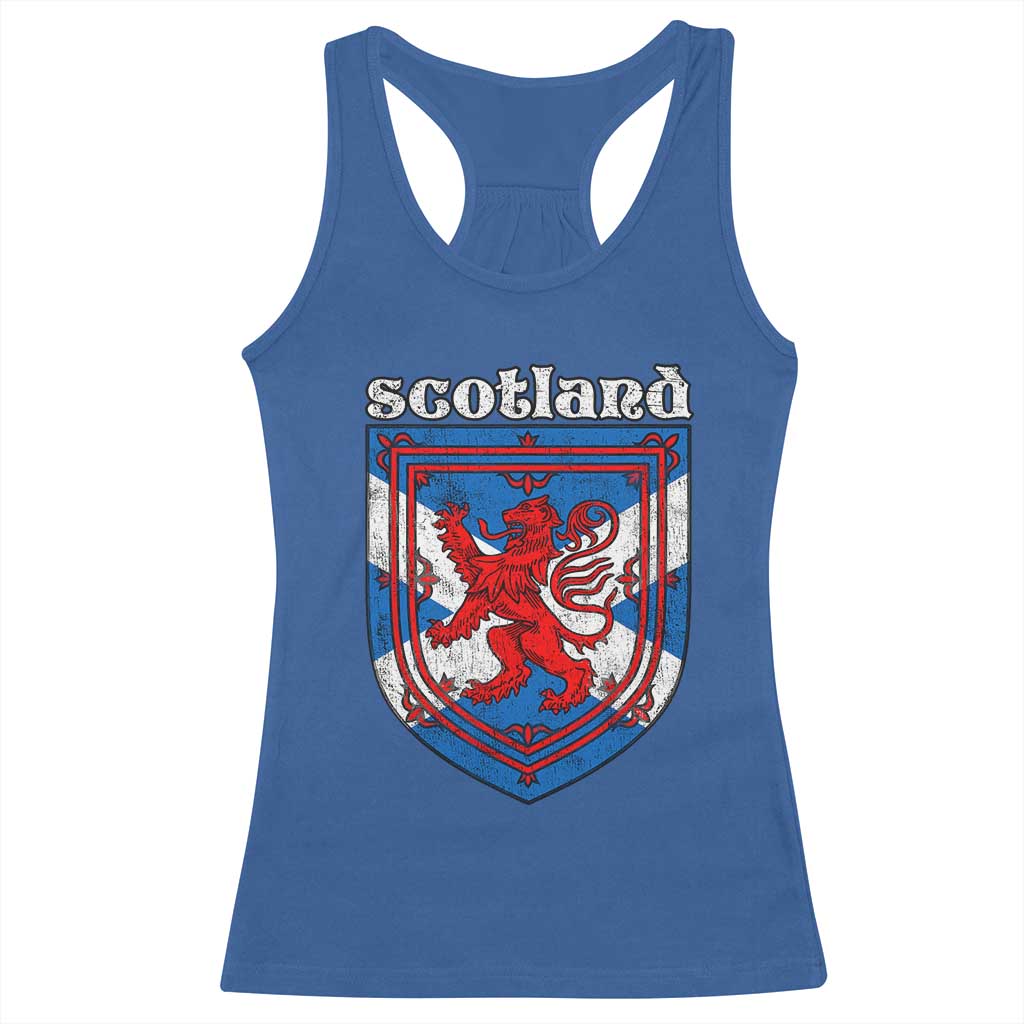 Scottish Pride Racerback Tank Top Scottish Rampant Lion Flag Scotland Coat of Arms TS11 Royal Blue Print Your Wear