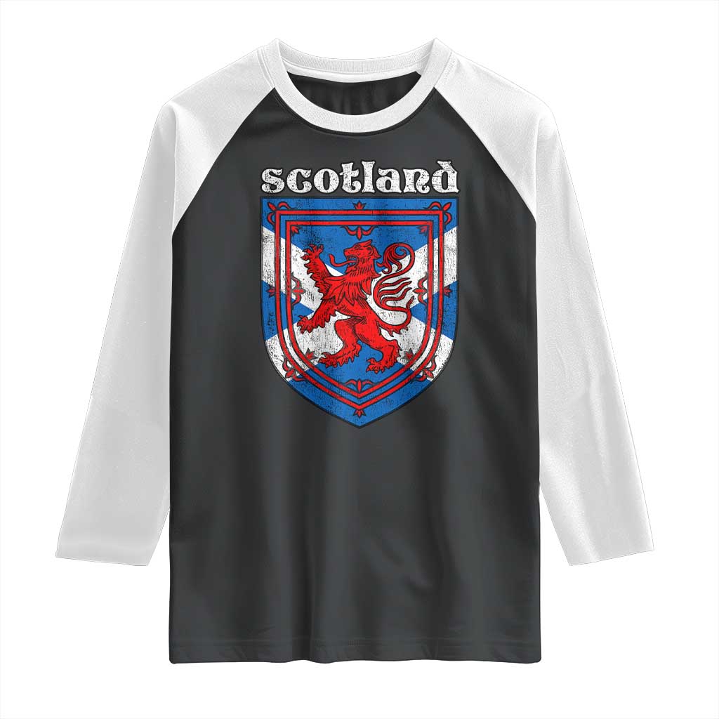 Scottish Pride Raglan Shirt Scottish Rampant Lion Flag Scotland Coat of Arms TS11 Black White Print Your Wear
