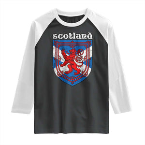Scottish Pride Raglan Shirt Scottish Rampant Lion Flag Scotland Coat of Arms TS11 Black White Print Your Wear