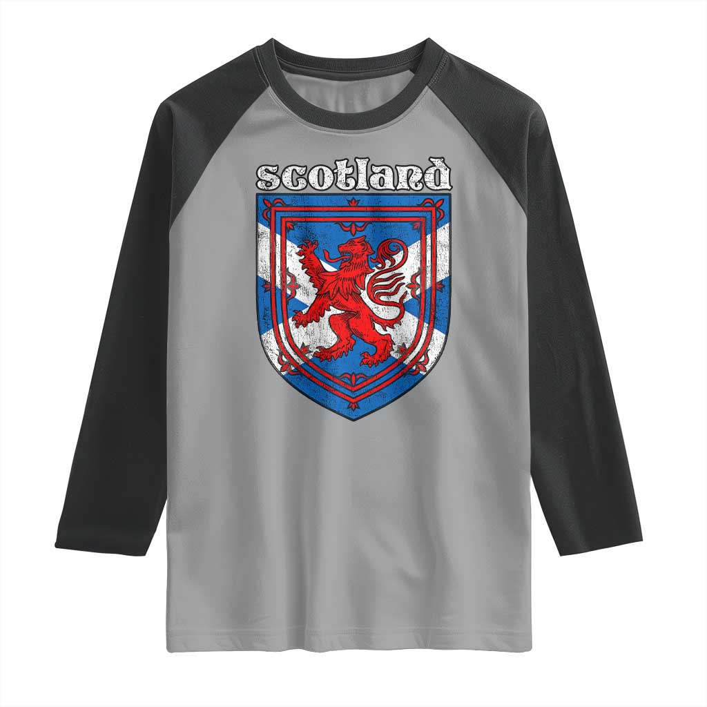 Scottish Pride Raglan Shirt Scottish Rampant Lion Flag Scotland Coat of Arms TS11 Sport Gray Black Print Your Wear