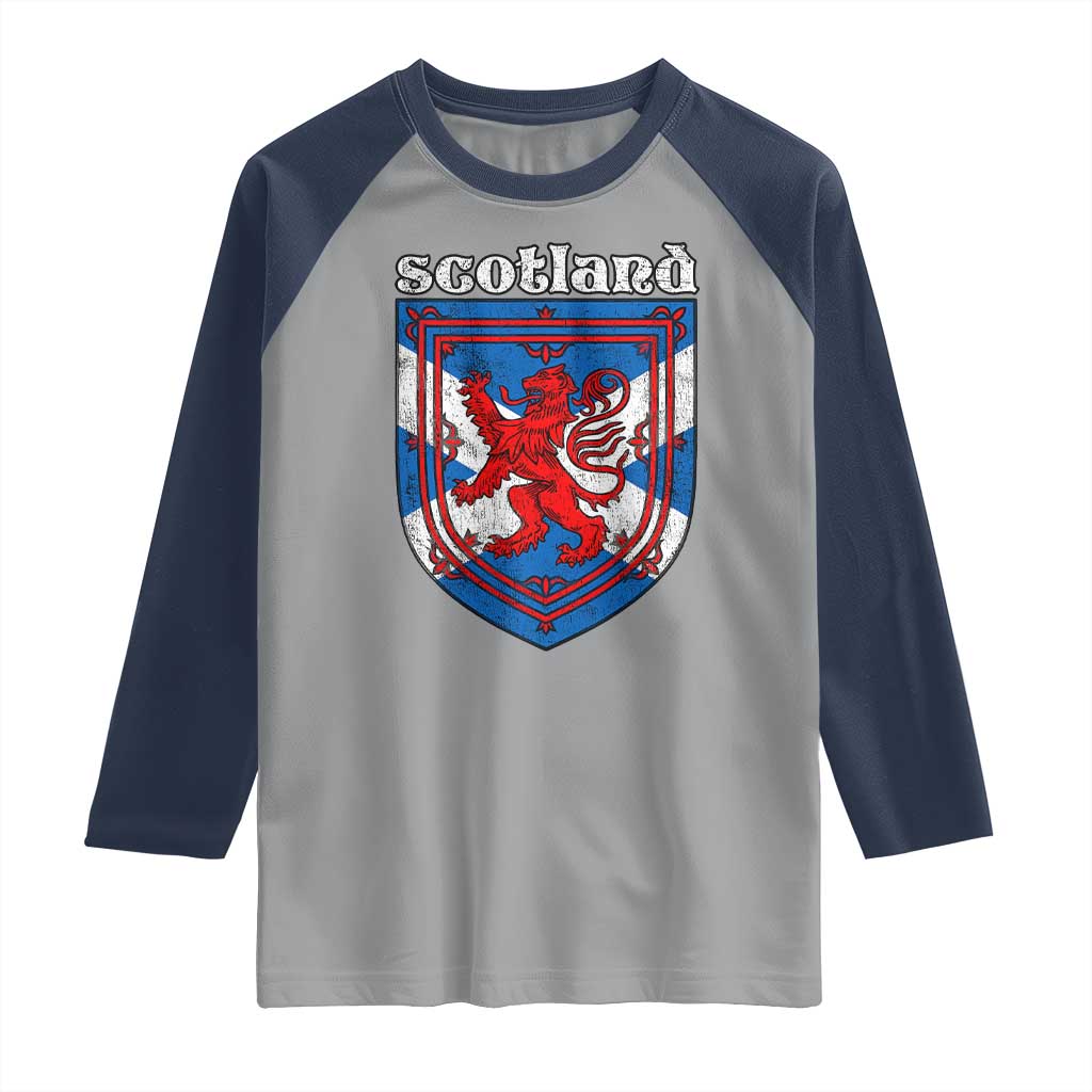 Scottish Pride Raglan Shirt Scottish Rampant Lion Flag Scotland Coat of Arms TS11 Sport Gray Navy Print Your Wear