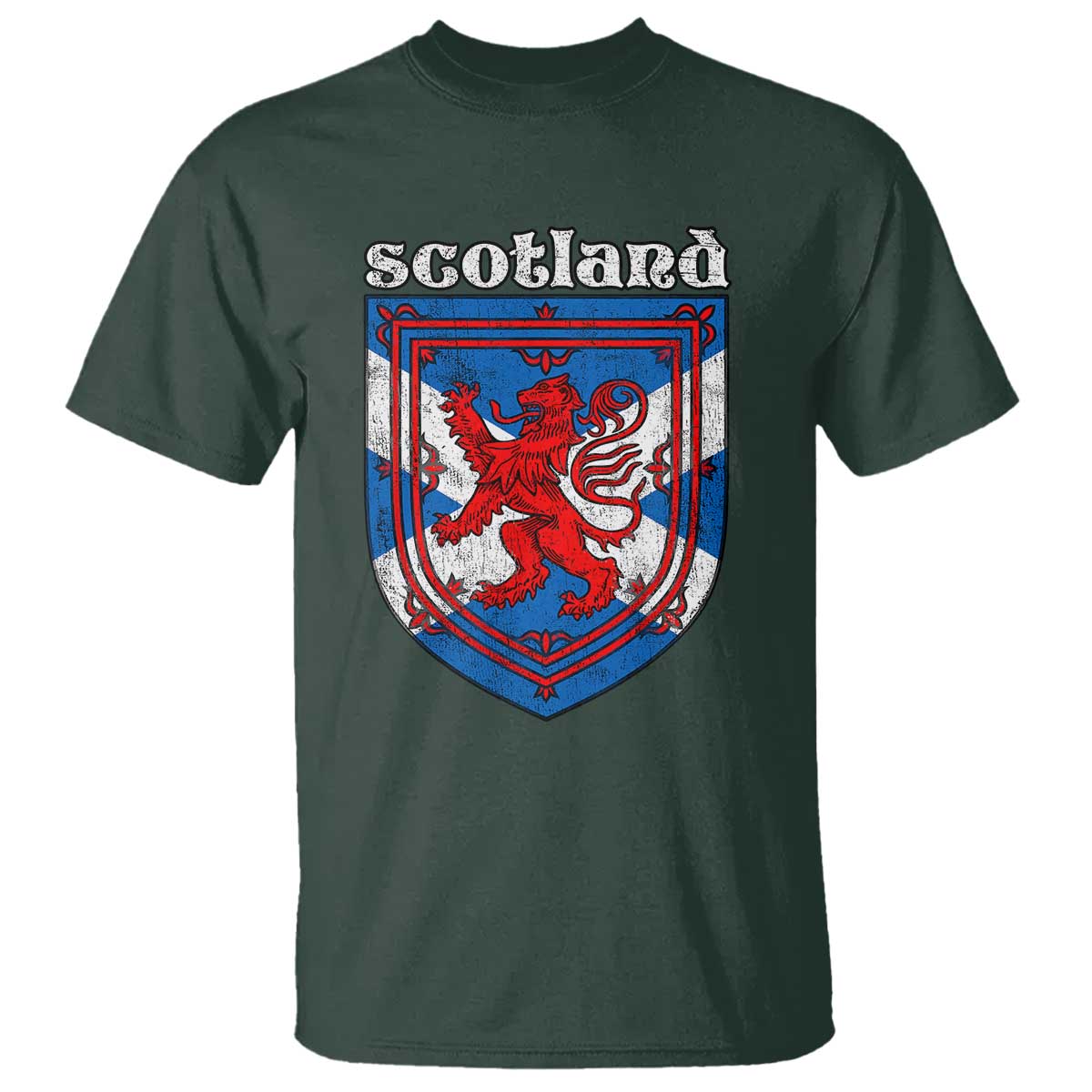 Scottish Pride T Shirt Scottish Rampant Lion Flag Scotland Coat of Arms TS11 Dark Forest Green Print Your Wear