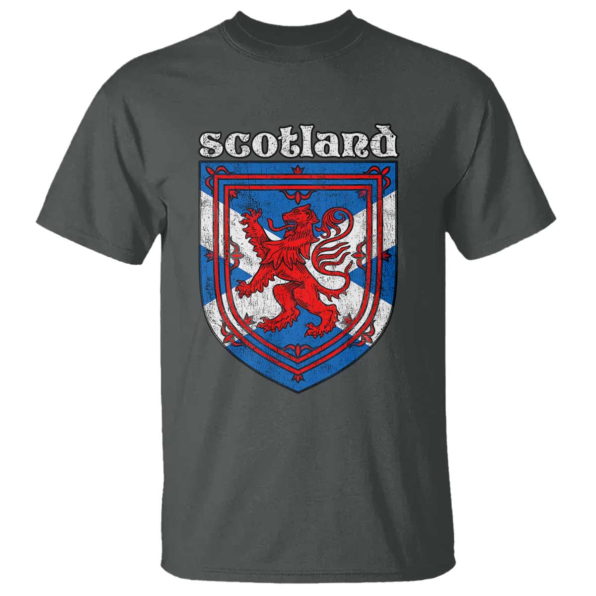 Scottish Pride T Shirt Scottish Rampant Lion Flag Scotland Coat of Arms TS11 Dark Heather Print Your Wear