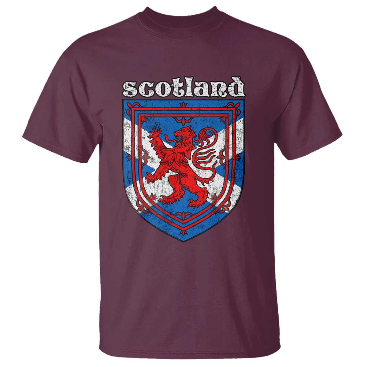 Scottish Pride T Shirt Scottish Rampant Lion Flag Scotland Coat of Arms TS11 Maroon Print Your Wear
