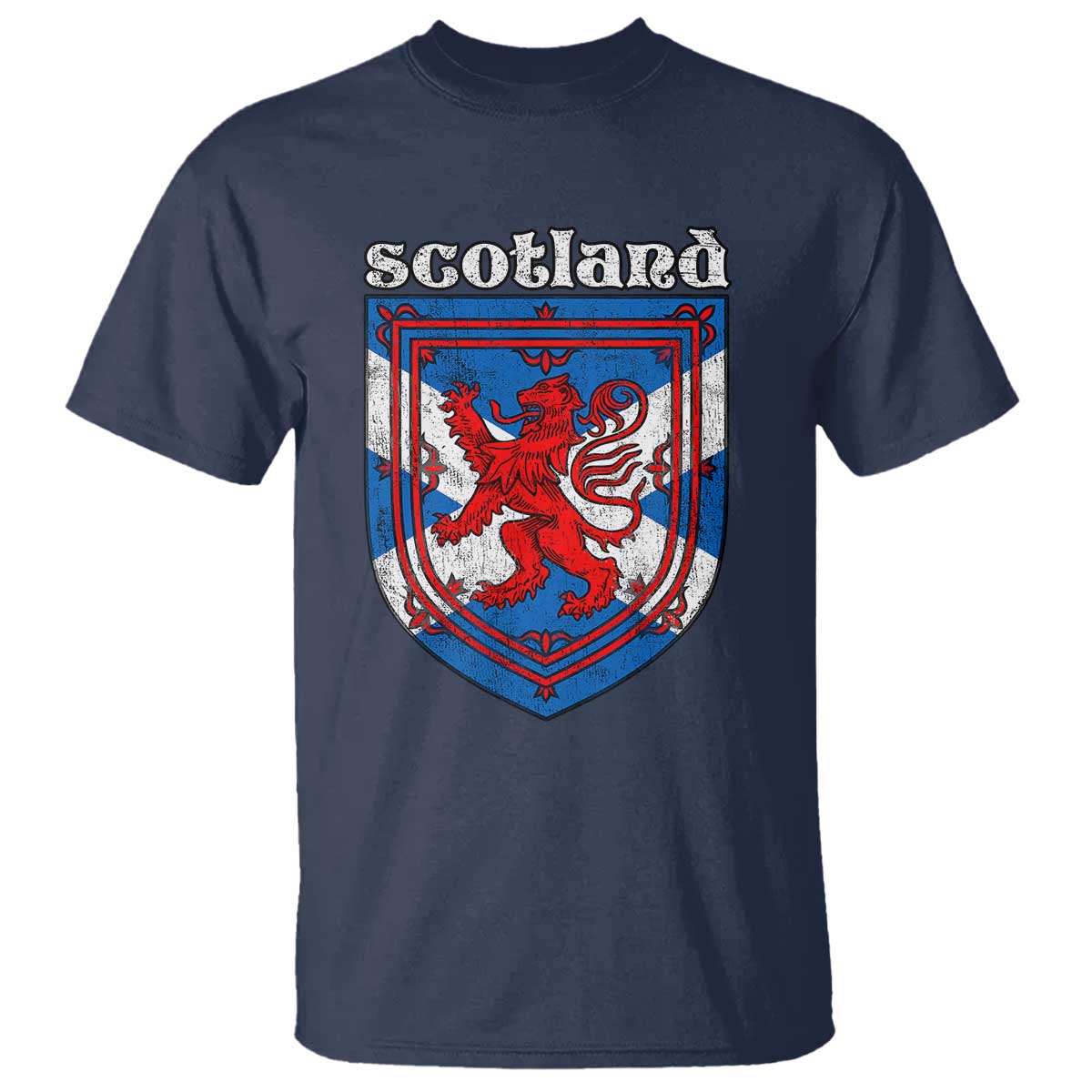 Scottish Pride T Shirt Scottish Rampant Lion Flag Scotland Coat of Arms TS11 Navy Print Your Wear