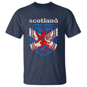 Scottish Pride T Shirt Scottish Rampant Lion Flag Scotland Coat of Arms TS11 Navy Print Your Wear