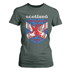 Scottish Pride T Shirt For Women Scottish Rampant Lion Flag Scotland Coat of Arms TS11 Dark Forest Green Print Your Wear