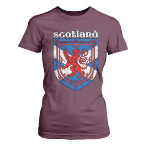 Scottish Pride T Shirt For Women Scottish Rampant Lion Flag Scotland Coat of Arms TS11 Maroon Print Your Wear
