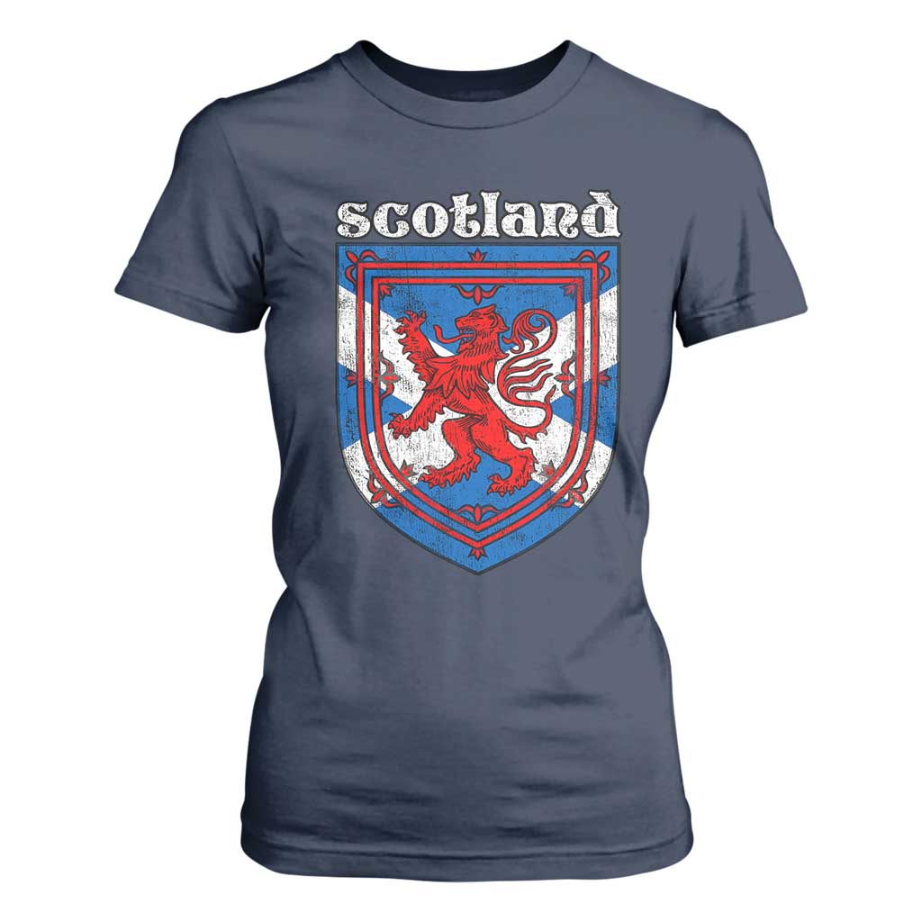 Scottish Pride T Shirt For Women Scottish Rampant Lion Flag Scotland Coat of Arms TS11 Navy Print Your Wear