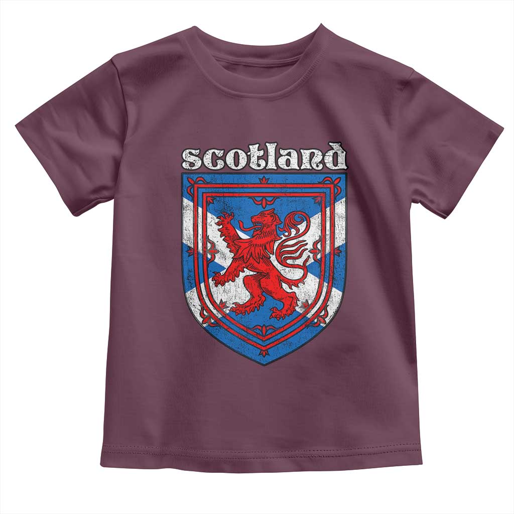 Scottish Pride Toddler T Shirt Scottish Rampant Lion Flag Scotland Coat of Arms TS11 Maroon Print Your Wear