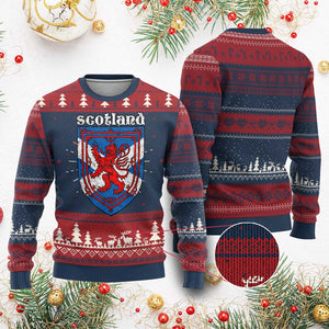 Scottish Pride Knit Sweatshirt Scottish Rampant Lion Flag Scotland Coat of Arms TS11 Burgundy Print Your Wear
